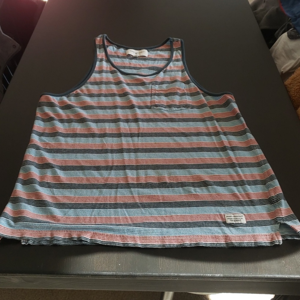 Blue, red and black tank top